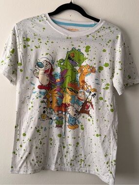 Nickelodeon Characters Paint Splatter 90s TV Shirt Sz 14/16 Youth